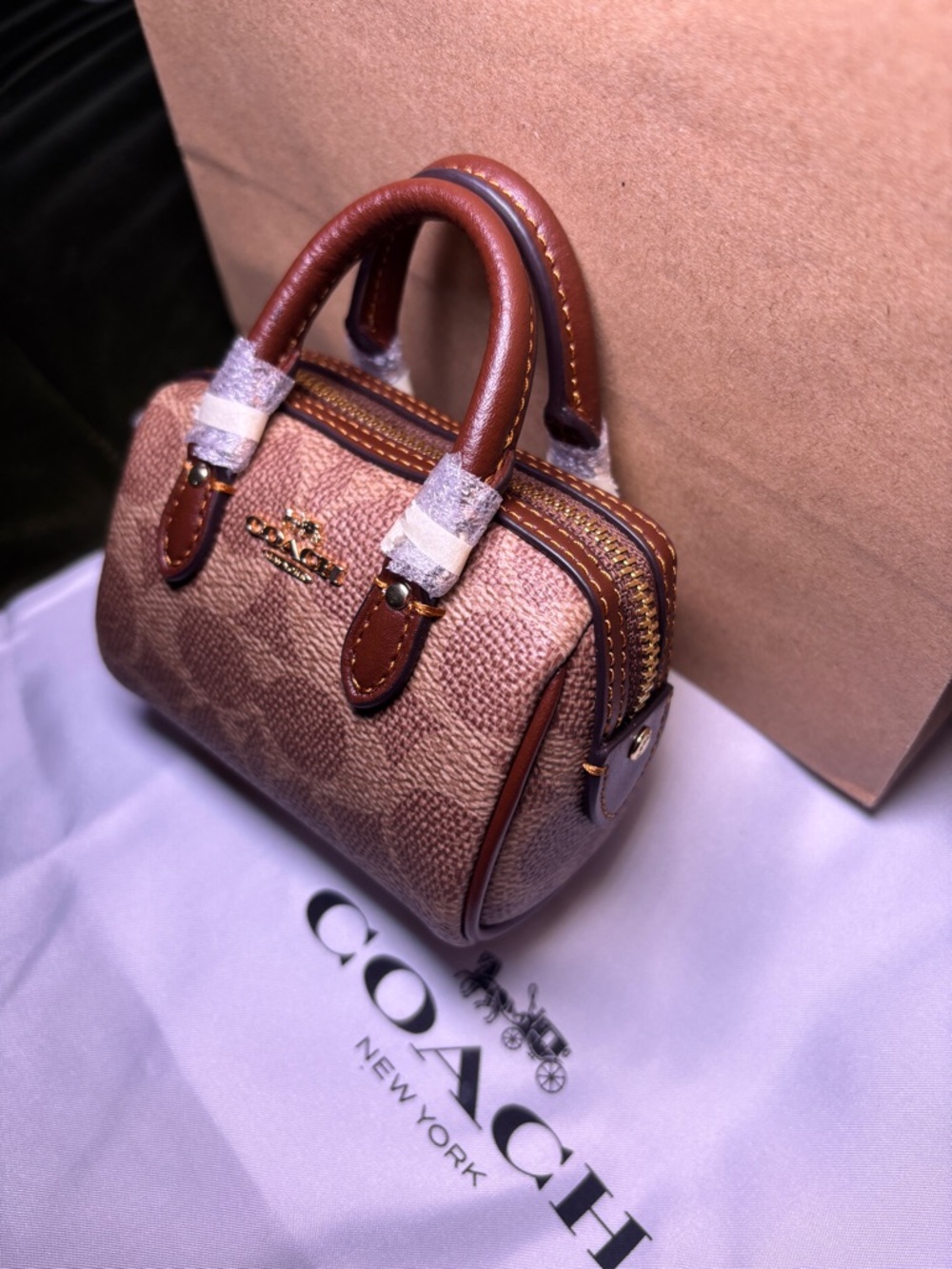 Coach Mini Rowan Bag Charm In Signature Canvas - Picture 6 of 10